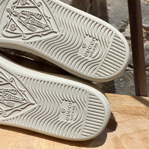 Gucci Beige GG Canvas Fuchsia Leather Brooklyn Low-top Sneakers - Picture 9 of 14